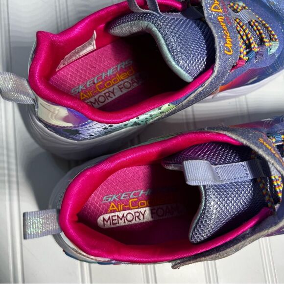 SKECHERS Purple Unicorn Rainbow Shoes Size 4 - Picture 10 of 11